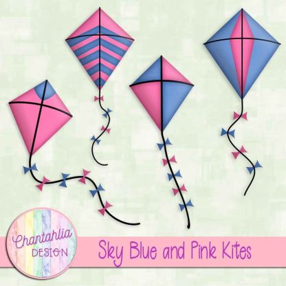 Free sky blue and pink kites