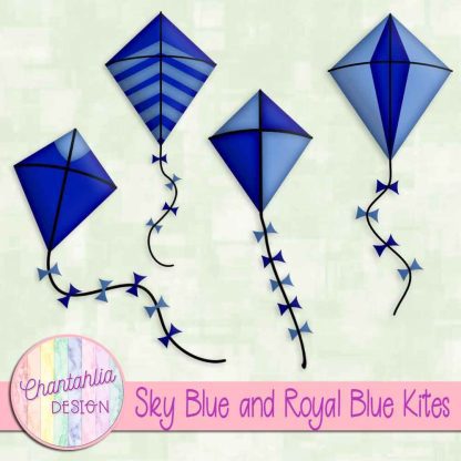 Free sky blue and royal blue kites
