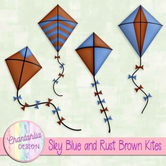 Free sky blue and rust brown kites