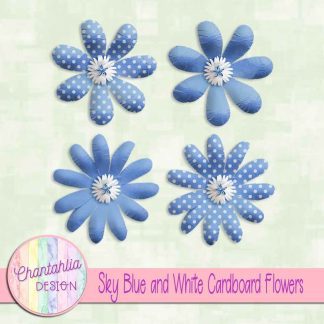 Free sky blue and white cardboard flowers