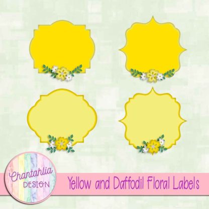 Free yellow and daffodil floral labels