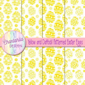 Free yellow and daffodil patterned easter eggs digital papers
