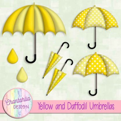Free yellow and daffodil umbrellas design elements