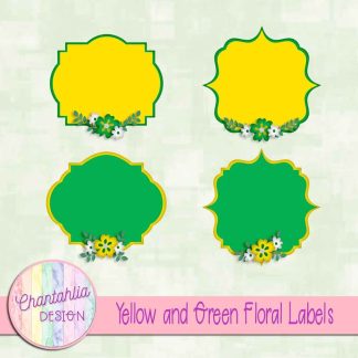 Free yellow and green floral labels