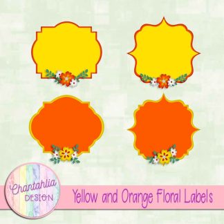 Free yellow and orange floral labels