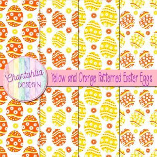 Free yellow and orange patterned easter eggs digital papers