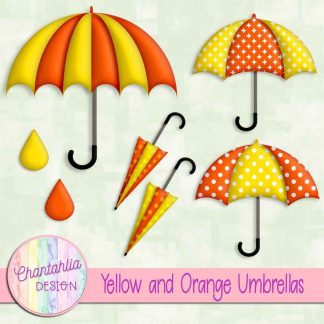Free yellow and orange umbrellas design elements