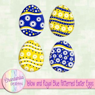 Free yellow and royal blue patterned easter eggs elements