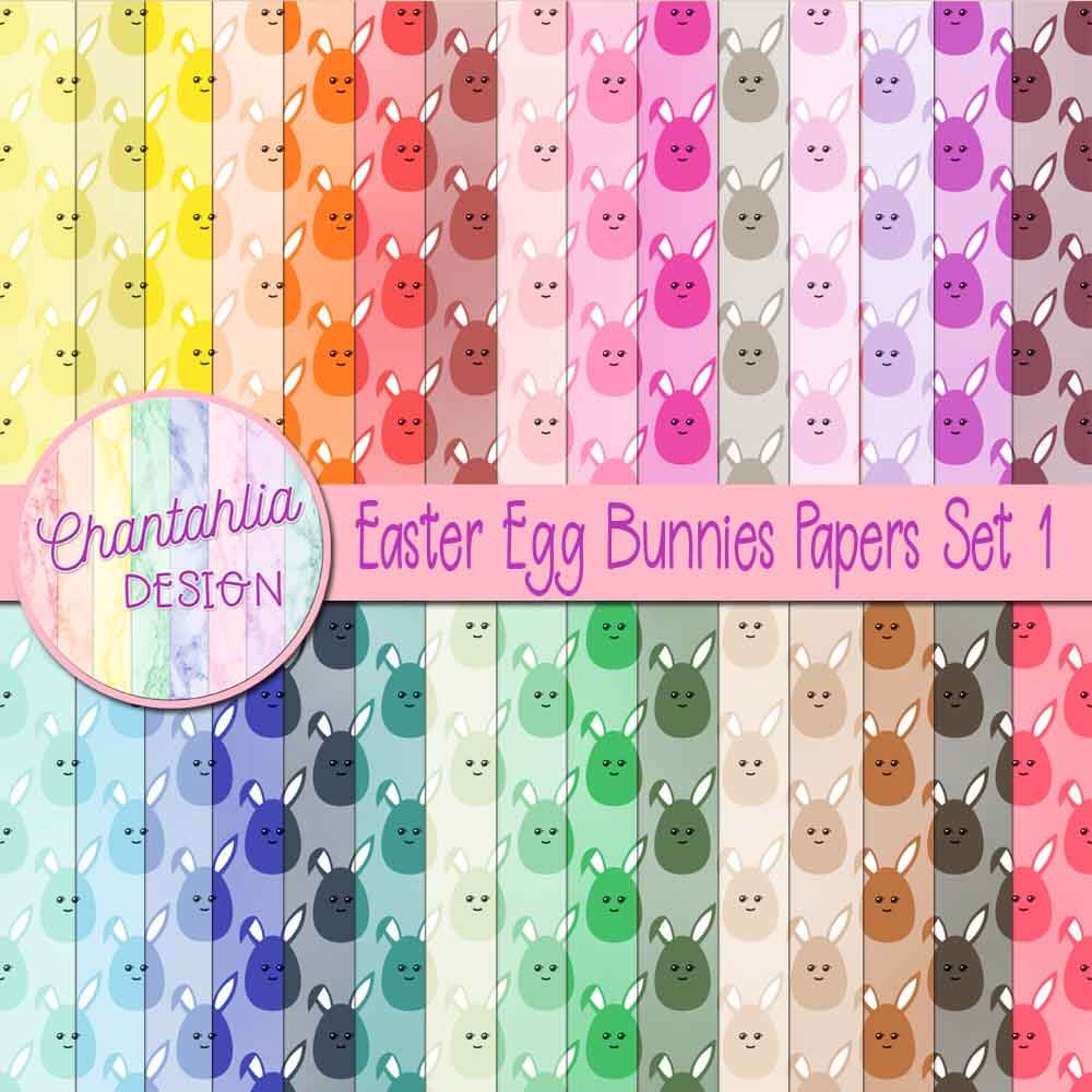 free digital paper backgrounds featuring an Easter egg bunnies design