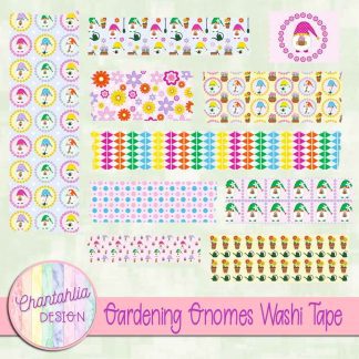 Free washi tape in a Gardening Gnomes theme