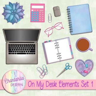 Free design elements in an On My Desk theme.