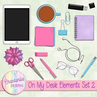 Free design elements in an On My Desk theme.