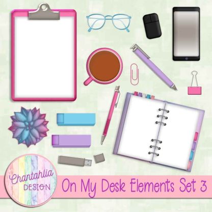 Free design elements in an On My Desk theme.