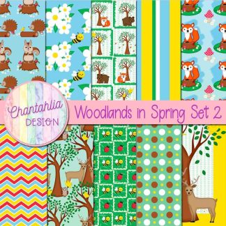 Free digital papers in a Woodlands in Spring theme