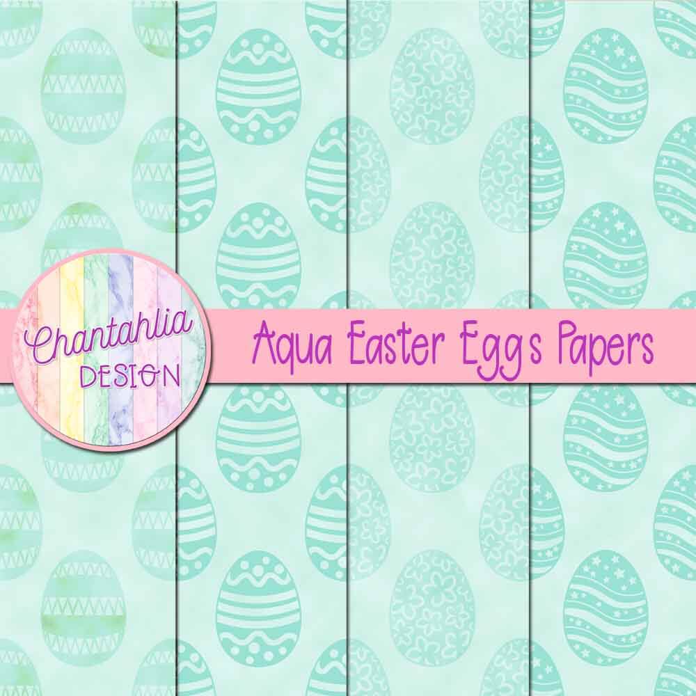 Free aqua easter eggs digital papers