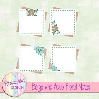 Free beige and aqua floral notes