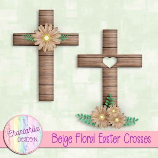Free beige floral easter crosses