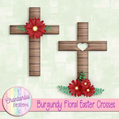 Free burgundy floral easter crosses