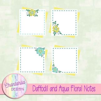 Free daffodil and aqua floral notes