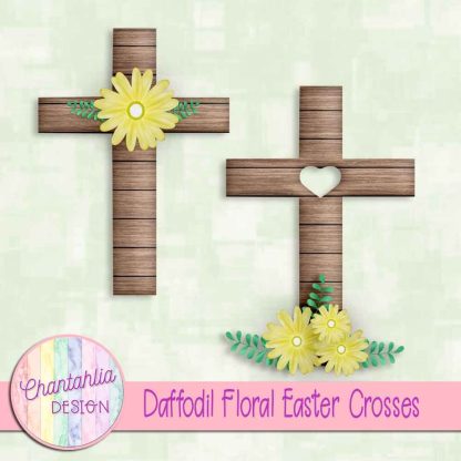 Free daffodil floral easter crosses