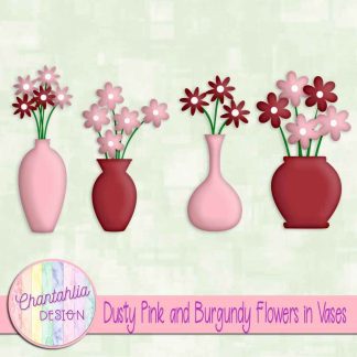Free dusty pink and burgundy flowers in vases