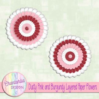 Free dusty pink and burgundy layered paper flowers