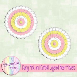 Free dusty pink and daffodil layered paper flowers