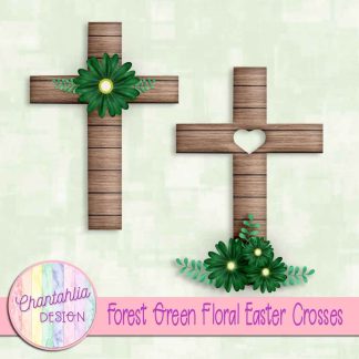 Free forest green floral easter crosses