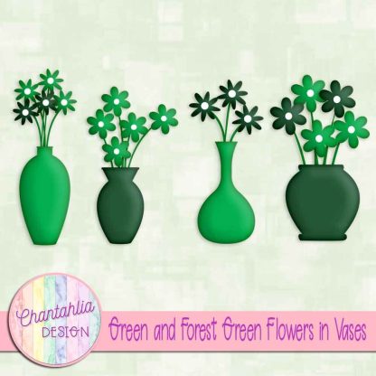 Free green and forest green flowers in vases