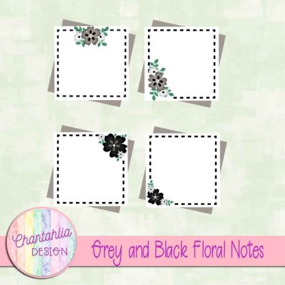 Free grey and black floral notes