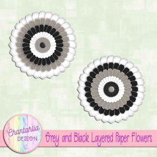 Free grey and black layered paper flowers