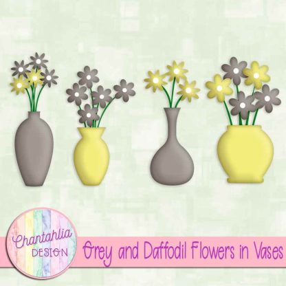 Free grey and daffodil flowers in vases