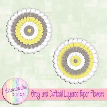 Free grey and daffodil layered paper flowers