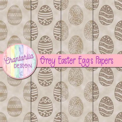 Free grey easter eggs digital papers