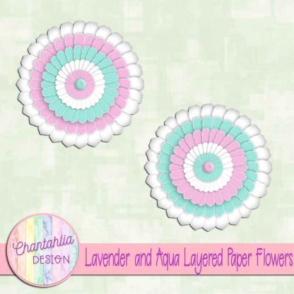 Free lavender and aqua layered paper flowers