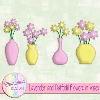 Free lavender and daffodil flowers in vases