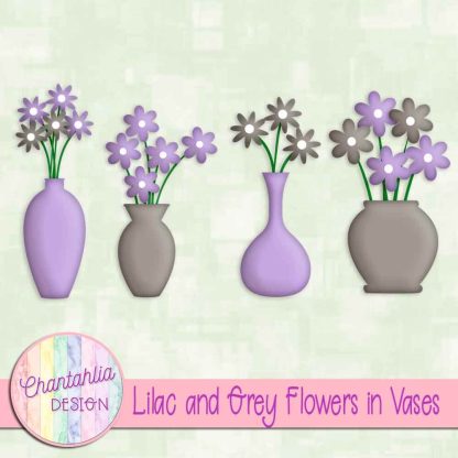 Free lilac and grey flowers in vases