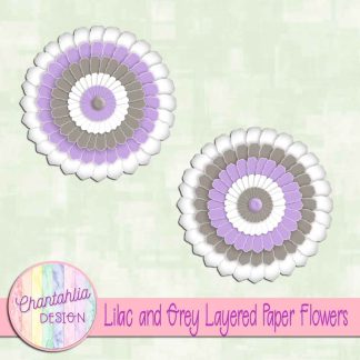 Free lilac and grey layered paper flowers