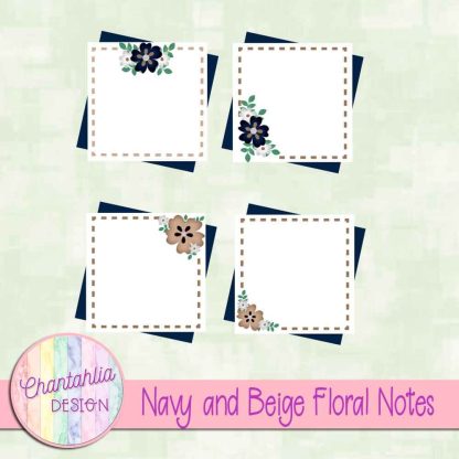 Free navy and beige floral notes