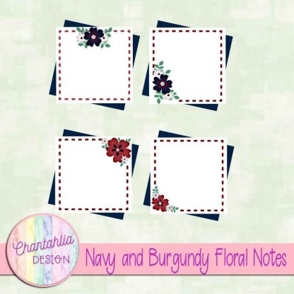 Free navy and burgundy floral notes