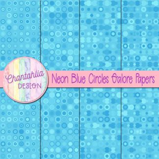 Free neon blue circles galore digital papers