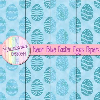 Free neon blue easter eggs digital papers