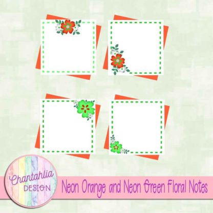 Free neon orange and neon green floral notes