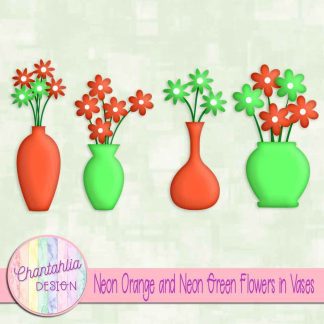 Free neon orange and neon green flowers in vases