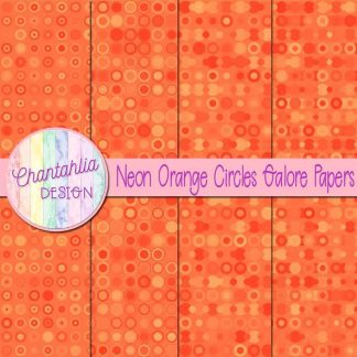 Free neon orange circles galore digital papers