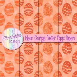 Free neon orange easter eggs digital papers