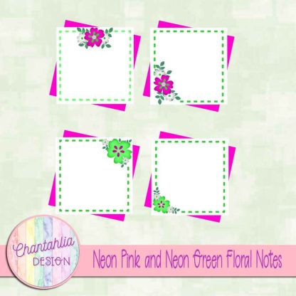 Free neon pink and neon green floral notes