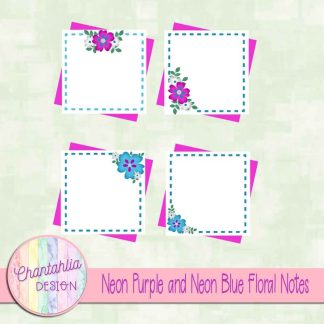 Free neon purple and neon blue floral notes