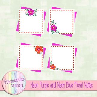 Free neon purple and neon orange floral notes