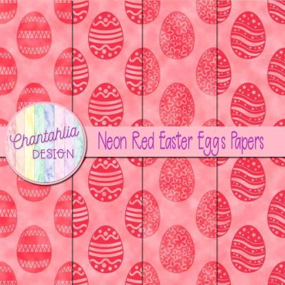 Free neon red easter eggs digital papers